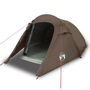 vidaXL Camping Tent Tunnel 3-Person Brown Waterproof