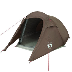 vidaXL Camping Tent Tunnel 3-Person Brown Waterproof