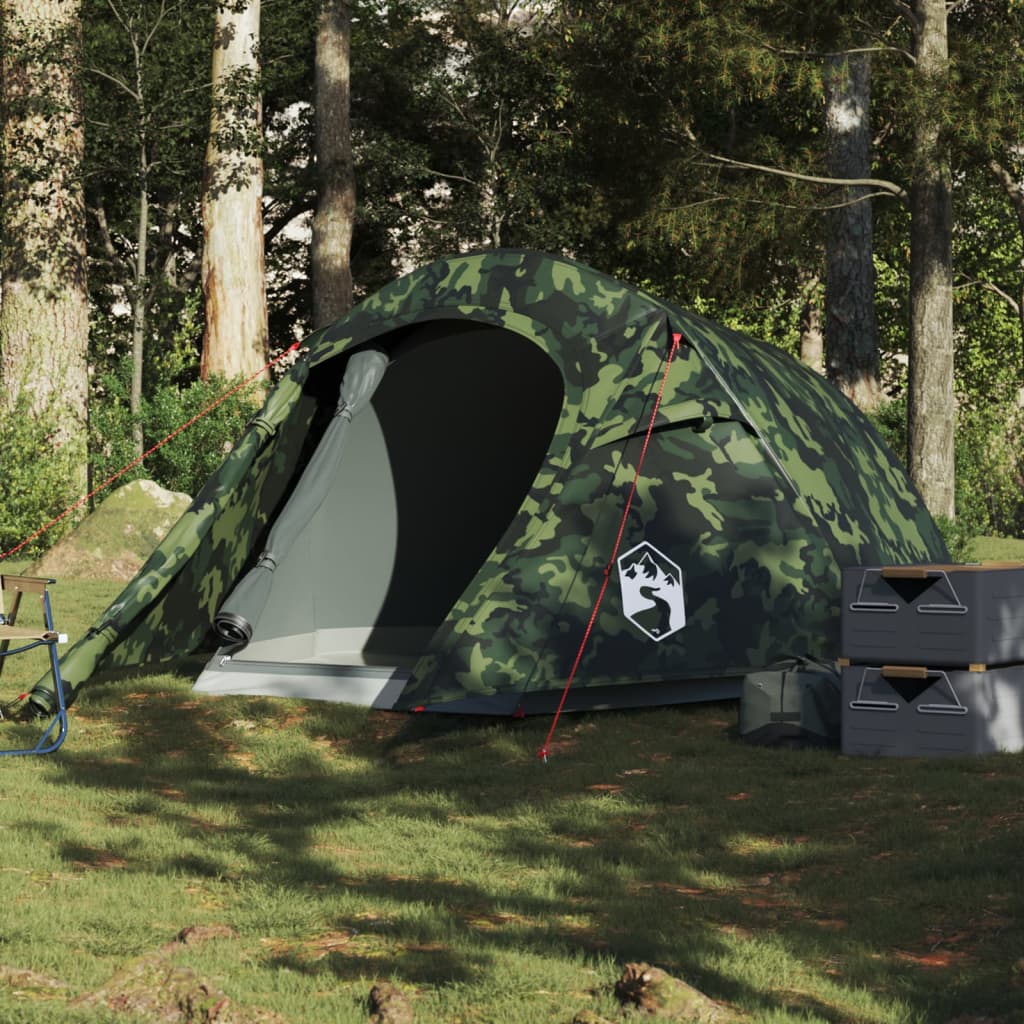 vidaXL Camping Tent Tunnel 3-Person Camouflage Waterproof