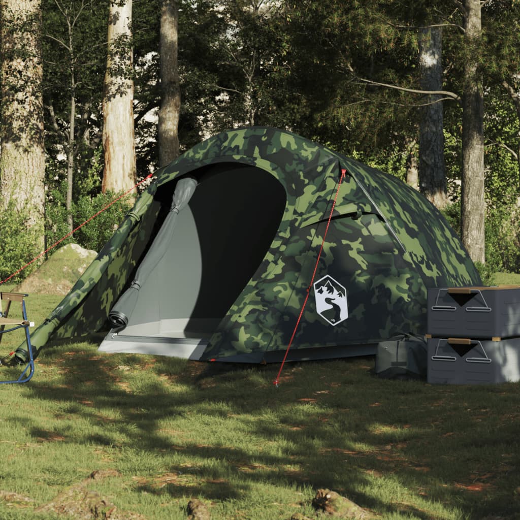 vidaXL Camping Tent Tunnel 2-Person Camouflage Waterproof