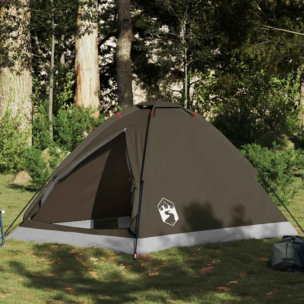 vidaXL Camping Tent Dome 2-Person Brown Waterproof