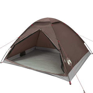 vidaXL Camping Tent Dome 4-Person Brown Waterproof