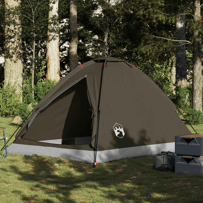 vidaXL Camping Tent Dome 4-Person Brown Waterproof