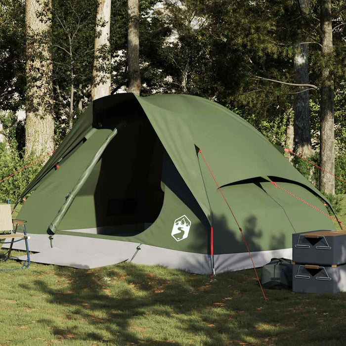 vidaXL Camping Tent Dome 4-Person Olive Green Waterproof