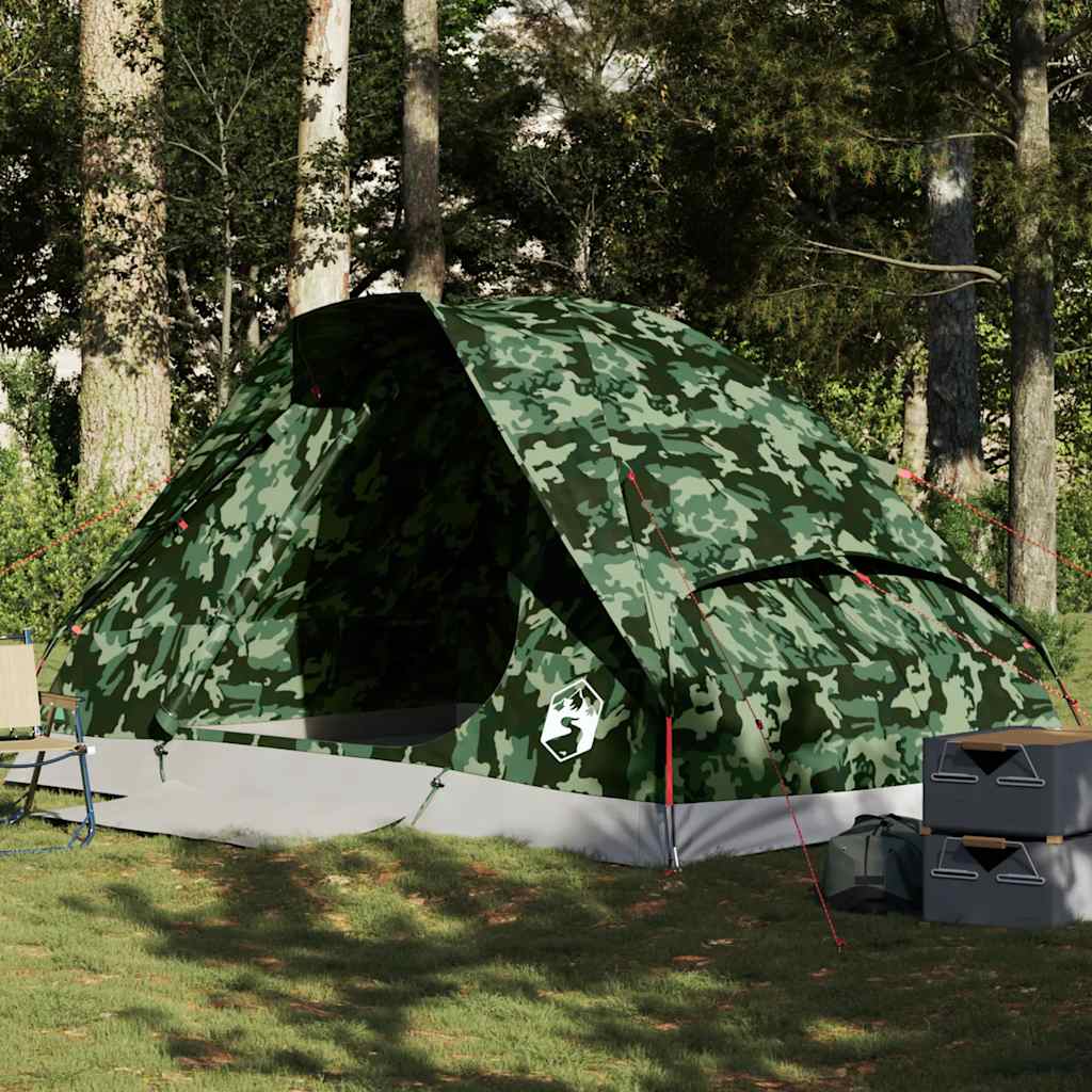 vidaXL Camping Tent Dome 4-Person Camouflage Waterproof