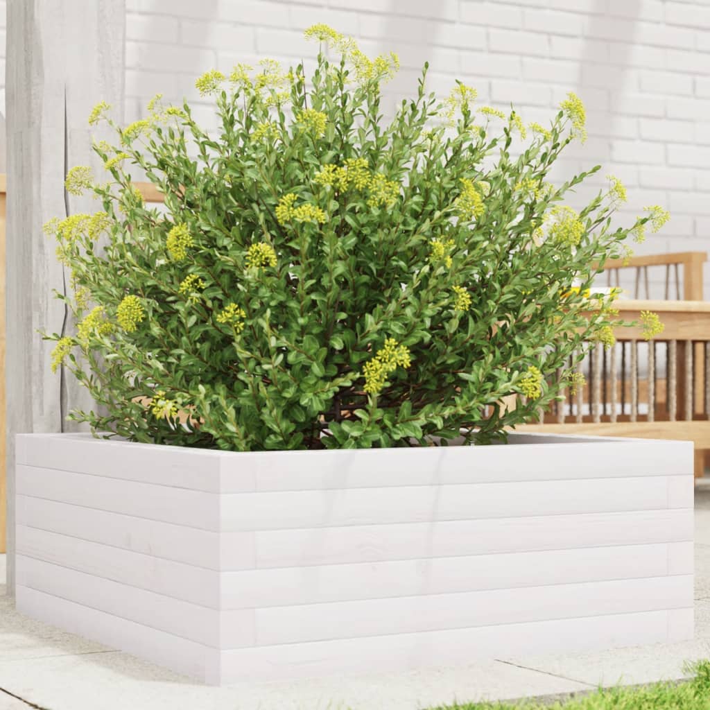 vidaXL Garden Planter White 60x60x23 cm Solid Wood Pine