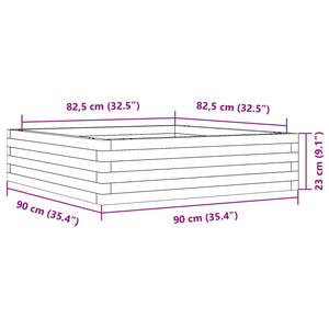 vidaXL Garden Planter Wax Brown 90x90x23 cm Solid Wood Pine