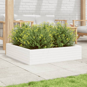 vidaXL Garden Planter White 100x100x23 cm Solid Wood Pine