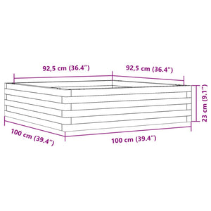 vidaXL Garden Planter White 100x100x23 cm Solid Wood Pine