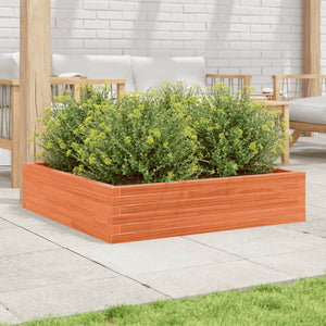 vidaXL Garden Planter Wax Brown 100x100x23 cm Solid Wood Pine