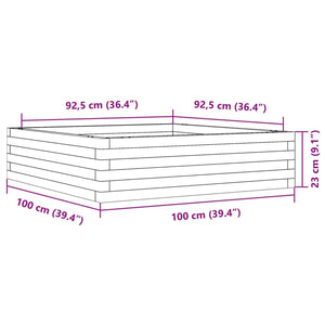 vidaXL Garden Planter Wax Brown 100x100x23 cm Solid Wood Pine