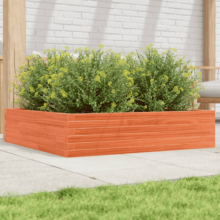 vidaXL Garden Planter Wax Brown 100x100x23 cm Solid Wood Pine