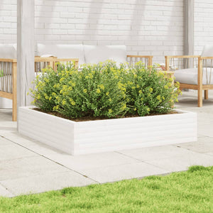 vidaXL Garden Planter White 110x110x23 cm Solid Wood Pine