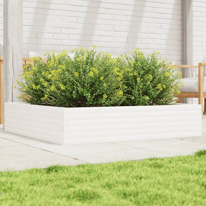 vidaXL Garden Planter White 110x110x23 cm Solid Wood Pine