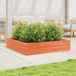 vidaXL Garden Planter Wax Brown 110x110x23 cm Solid Wood Pine