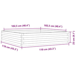 vidaXL Garden Planter Wax Brown 110x110x23 cm Solid Wood Pine