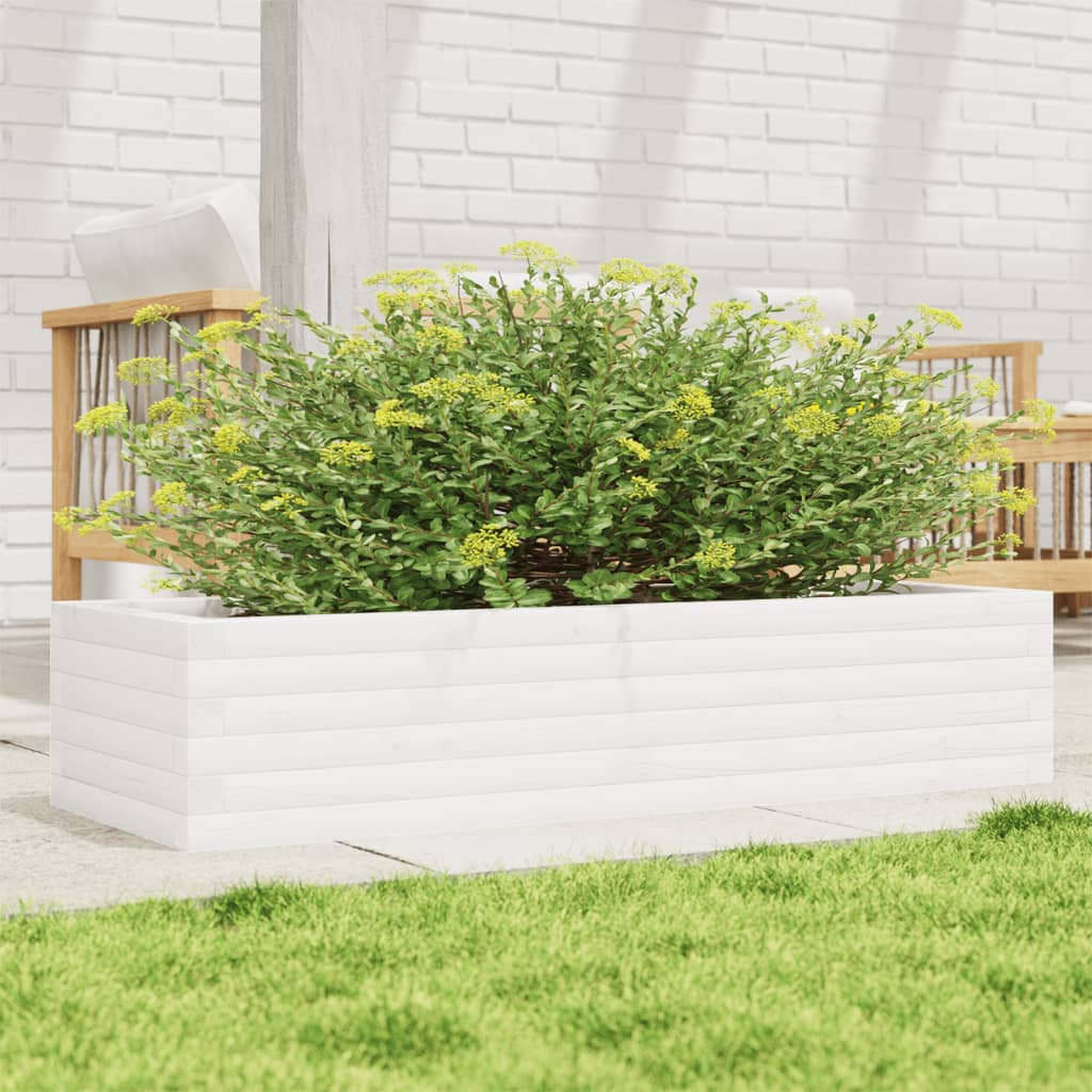 vidaXL Garden Planter White 110x40x23 cm Solid Wood Pine