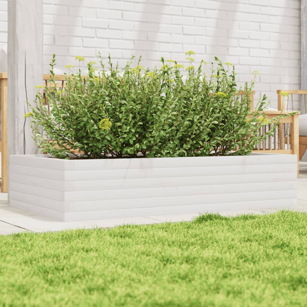 vidaXL Garden Planter White 110x60x23 cm Solid Wood Pine