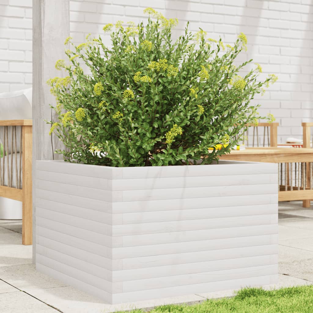 vidaXL Garden Planter White 70x70x45.5 cm Solid Wood Pine