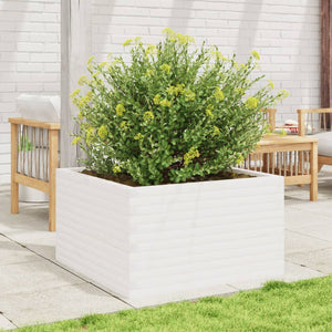 vidaXL Garden Planter White 80x80x45.5 cm Solid Wood Pine