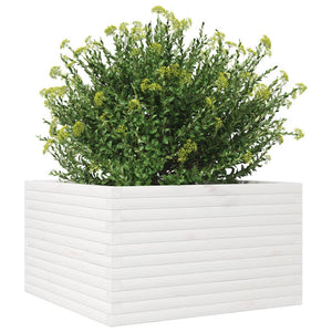 vidaXL Garden Planter White 80x80x45.5 cm Solid Wood Pine