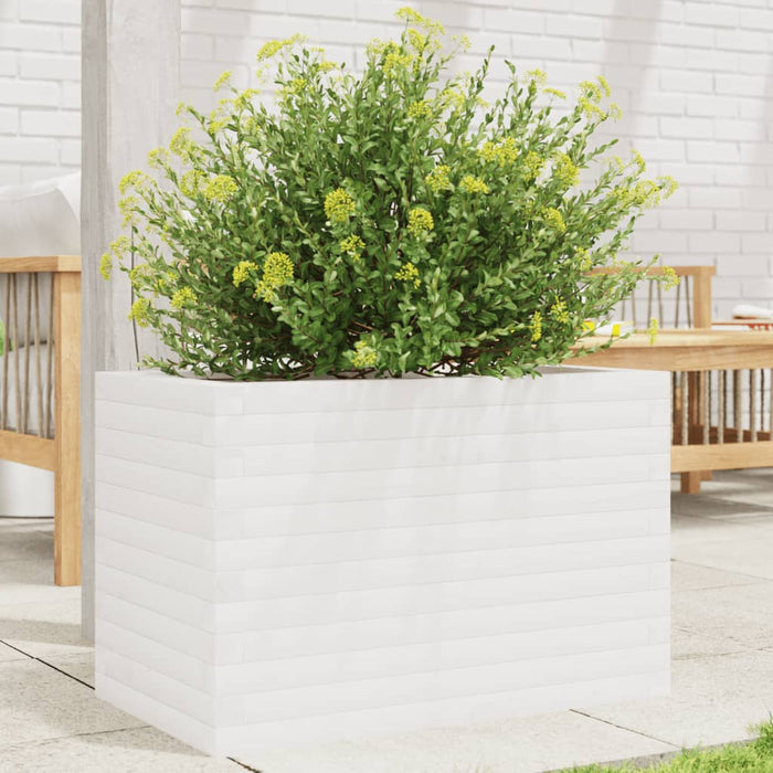 vidaXL Garden Planter White 70x40x45.5 cm Solid Wood Pine