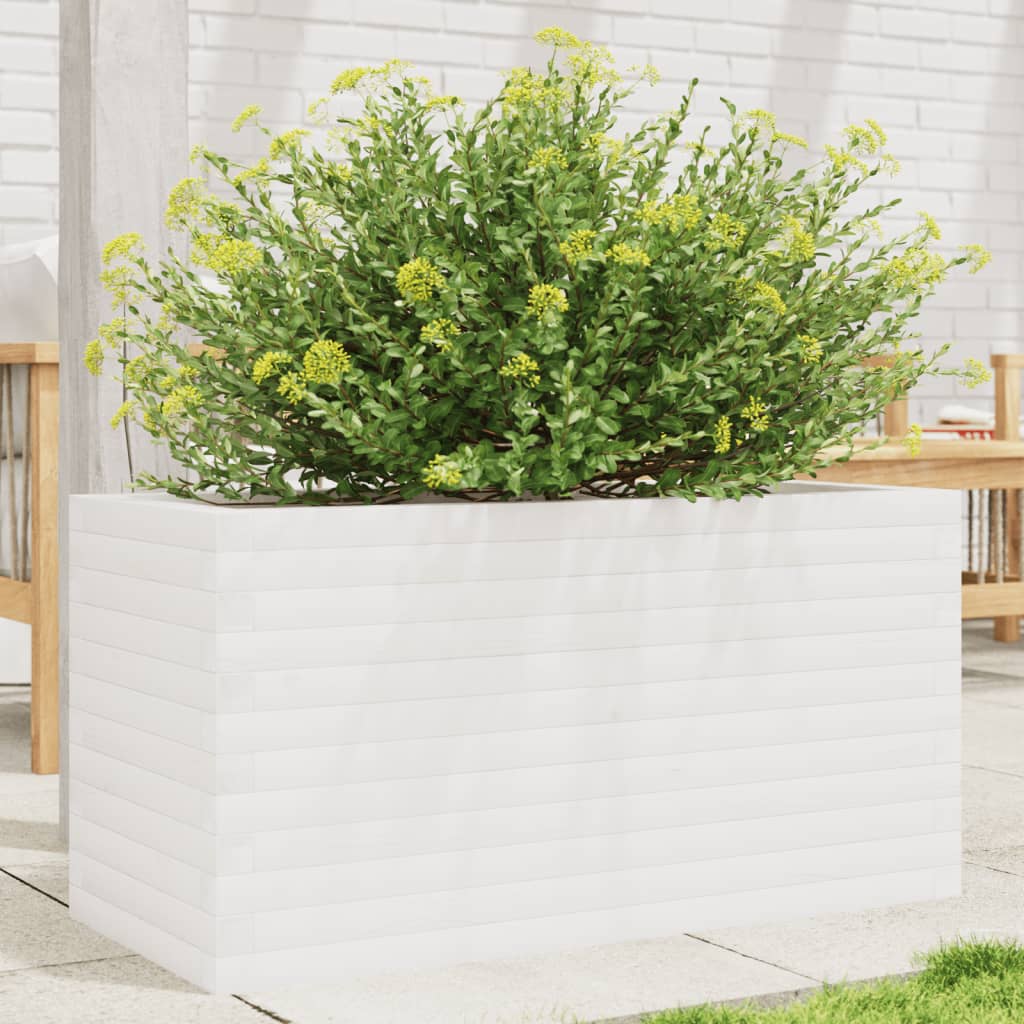 vidaXL Garden Planter White 90x40x45.5 cm Solid Wood Pine