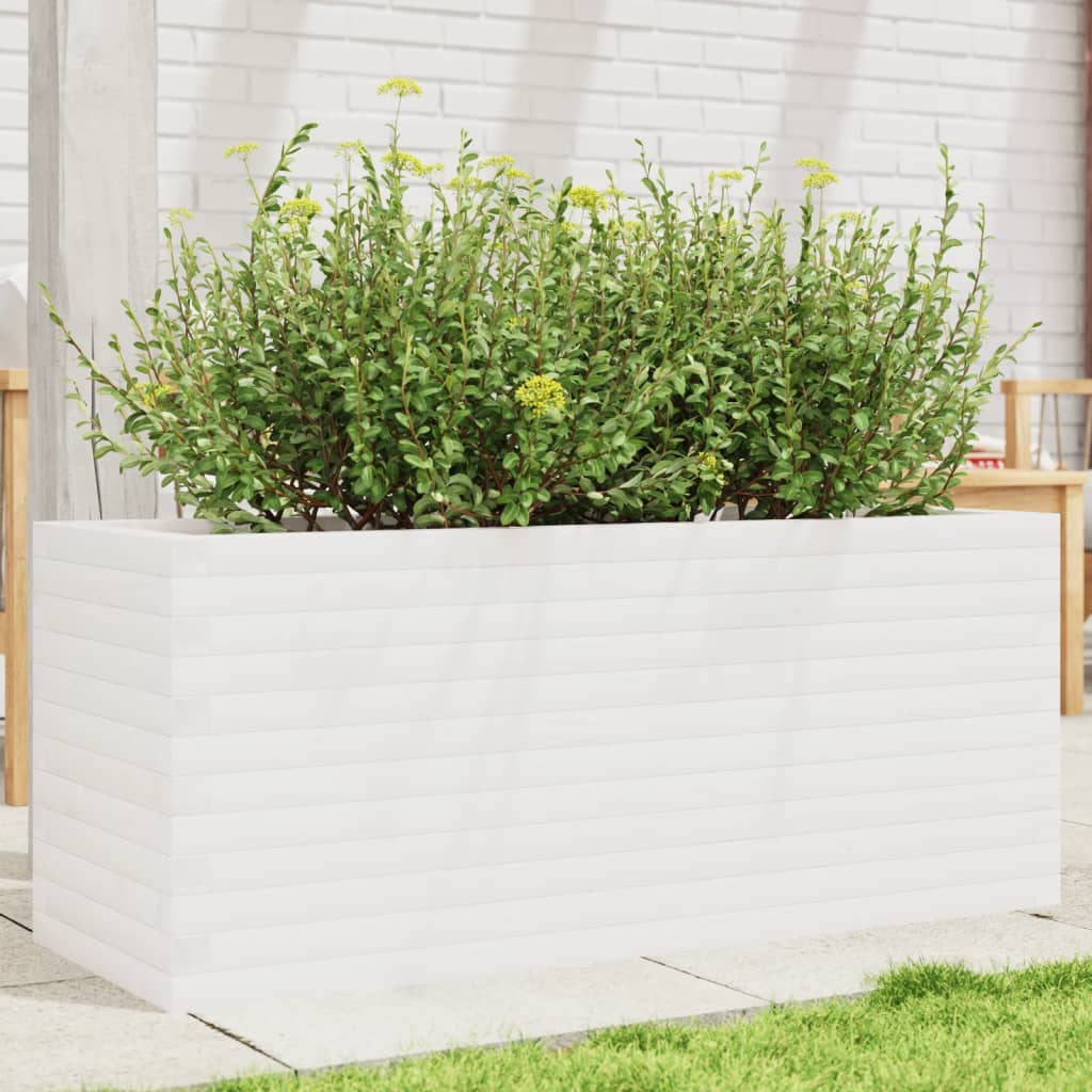 vidaXL Garden Planter White 110x40x45.5 cm Solid Wood Pine