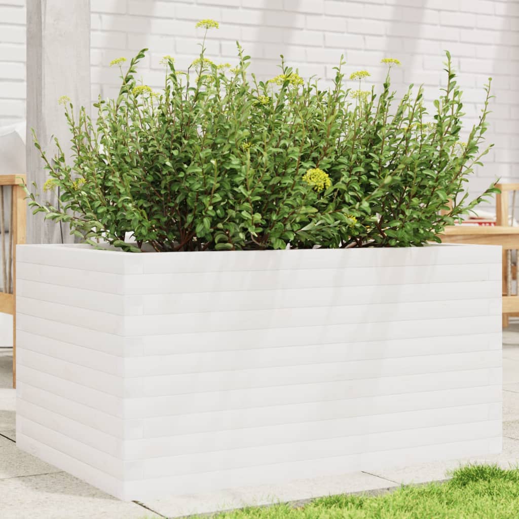 vidaXL Garden Planter White 90x60x45.5 cm Solid Wood Pine