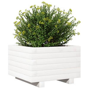 vidaXL Garden Planter White 40x40x26.5 cm Solid Wood Pine