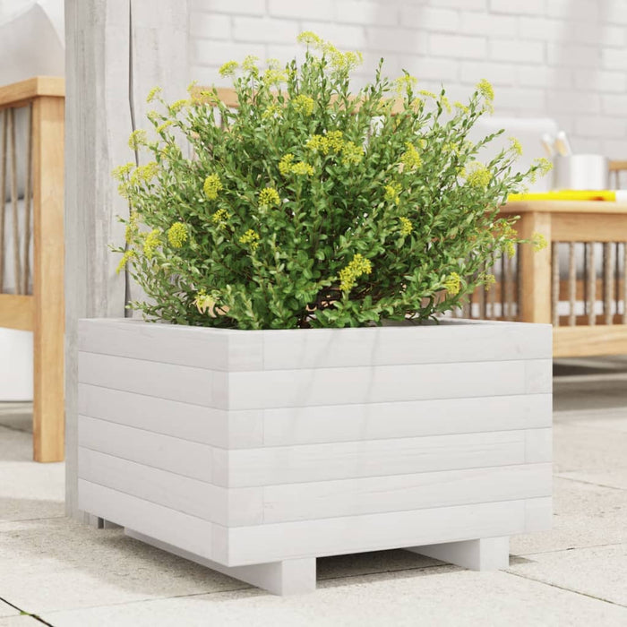 vidaXL Garden Planter White 40x40x26.5 cm Solid Wood Pine