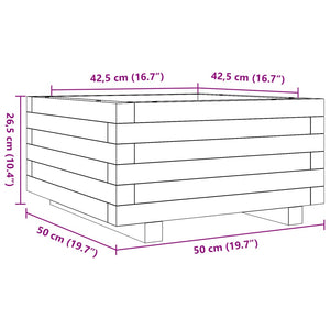 vidaXL Garden Planter 50x50x26.5 cm Solid Wood Pine