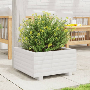 vidaXL Garden Planter White 50x50x26.5 cm Solid Wood Pine