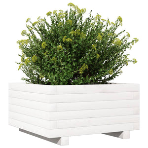 vidaXL Garden Planter White 50x50x26.5 cm Solid Wood Pine