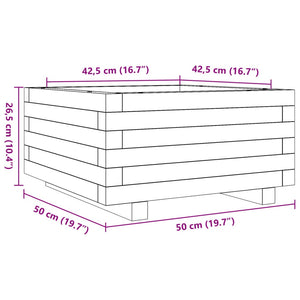 vidaXL Garden Planter White 50x50x26.5 cm Solid Wood Pine