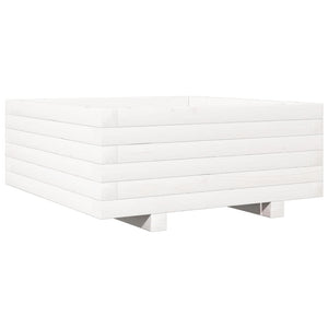 vidaXL Garden Planter White 60x60x26.5 cm Solid Wood Pine