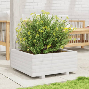 vidaXL Garden Planter White 60x60x26.5 cm Solid Wood Pine