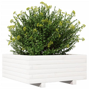 vidaXL Garden Planter White 60x60x26.5 cm Solid Wood Pine