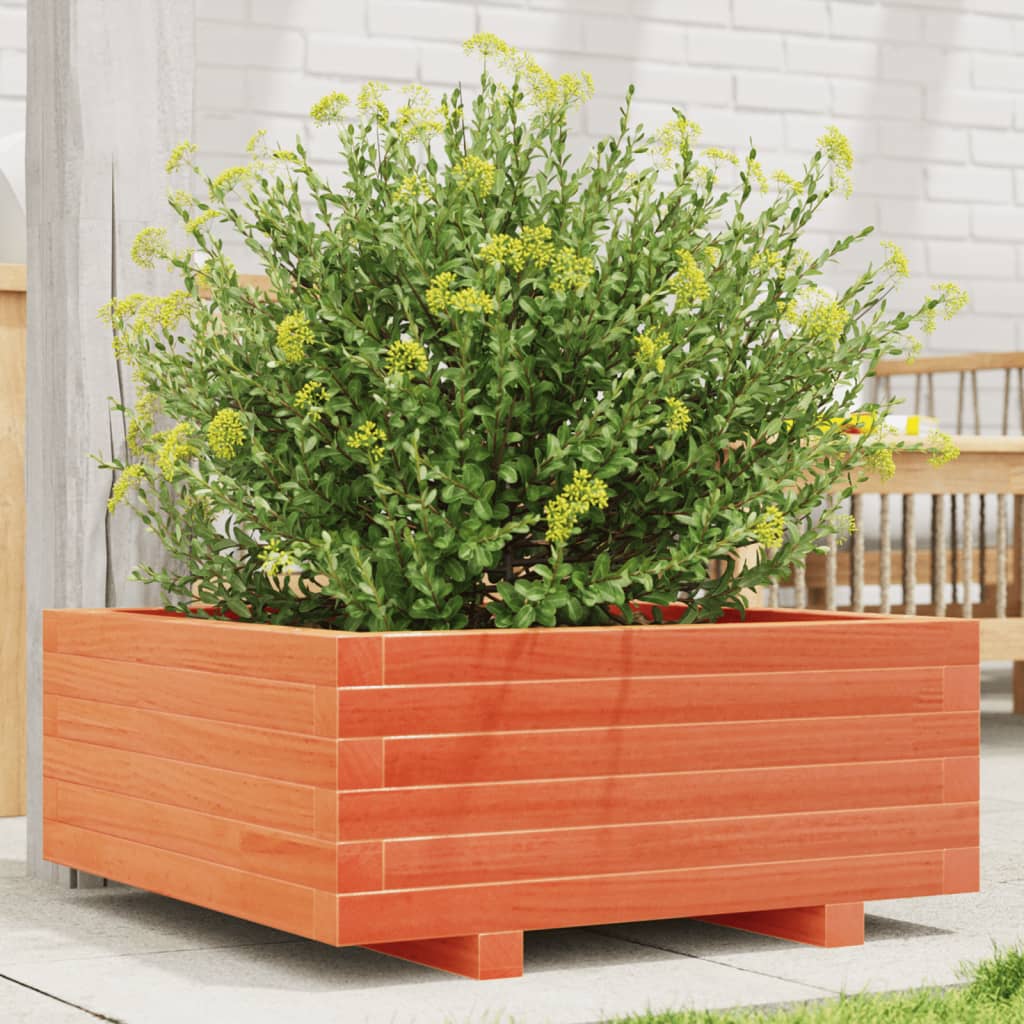 vidaXL Garden Planter Wax Brown 60x60x26.5 cm Solid Wood Pine