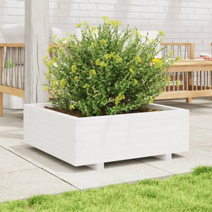 vidaXL Garden Planter White 70x70x26.5 cm Solid Wood Pine