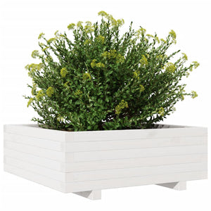 vidaXL Garden Planter White 70x70x26.5 cm Solid Wood Pine