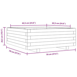 vidaXL Garden Planter Wax Brown 70x70x26.5 cm Solid Wood Pine