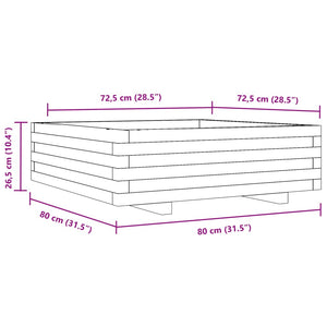 vidaXL Garden Planter Wax Brown 80x80x26.5 cm Solid Wood Pine