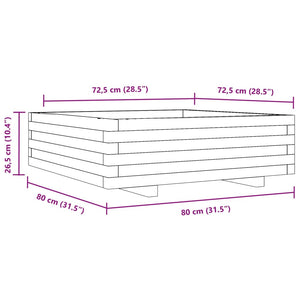 vidaXL Garden Planter 80x80x26.5 cm Impregnated Wood Pine