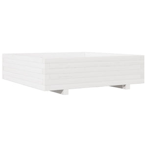 vidaXL Garden Planter White 90x90x26.5 cm Solid Wood Pine