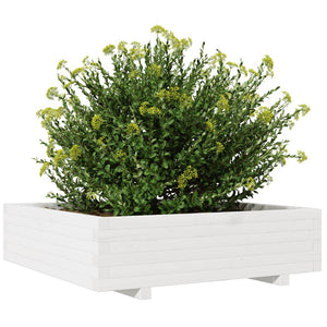 vidaXL Garden Planter White 90x90x26.5 cm Solid Wood Pine