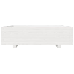 vidaXL Garden Planter White 90x90x26.5 cm Solid Wood Pine