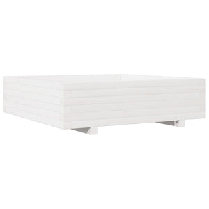 vidaXL Garden Planter White 90x90x26.5 cm Solid Wood Pine