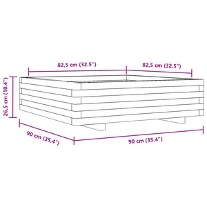 vidaXL Garden Planter White 90x90x26.5 cm Solid Wood Pine