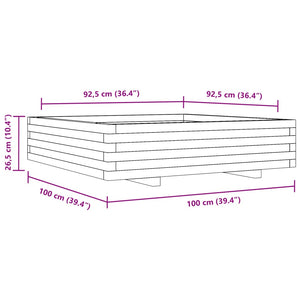 vidaXL Garden Planter 100x100x26.5 cm Solid Wood Pine